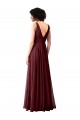 Cowl Neck Long Soft Chiffon Burgundy Gold Sleeveless Bridesmaid Dress Victoria