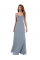 Cowl Neck Long Soft Chiffon Dusty Blue Sleeveless Formal Dress / Bridesmaid Dress Victoria