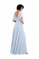 V-Neck Long Soft Chiffon Light Sky Blue Split Sleeves Bridesmaid Dresses Victoria