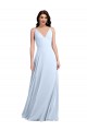V-Neck Long Soft Chiffon Light Sky Blue Sleeveless Evening Dress / Bridesmaid Dress Victoria