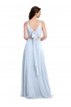 V-Neck Long Soft Chiffon Light Sky Blue Sleeveless Evening Dress / Bridesmaid Dress Victoria