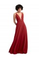 V-Neck Long Lxue Chiffon Red Sleeveless Bridesmaid Dress Victoria