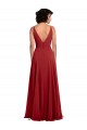 V-Neck Long Lxue Chiffon Red Sleeveless Bridesmaid Dress Victoria