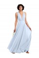 V-Neck Long Soft Chiffon Light Sky Blue Sleeveless Bridesmaid Dresses Victoria