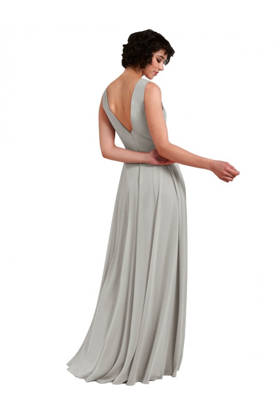 V-Neck Long Soft Chiffon Light Sky Blue Sleeveless Bridesmaid Dresses Victoria