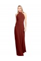 High Neck Long Soft Chiffon Burgundy Sleeveless Prom Dress / Bridesmaid Dress Victoria