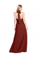 High Neck Long Soft Chiffon Burgundy Sleeveless Prom Dress / Bridesmaid Dress Victoria