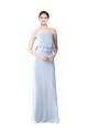 Halter Neck Long Soft Chiffon Light Sky Blue Sleeveless Bridesmaid Dresses Victoria