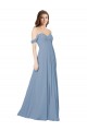 Sweetheart Long Chiffon Dusty Blue Sleeveless Wedding Party Dress Victoria