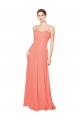 Sweetheart Long Soft Chiffon Coral Sleeveless Bridesmaid Dress Victoria