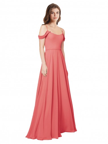 Off the Shoulder Long Soft Chiffon Desert Rose Sleeveless Bridesmaid Dress Victoria