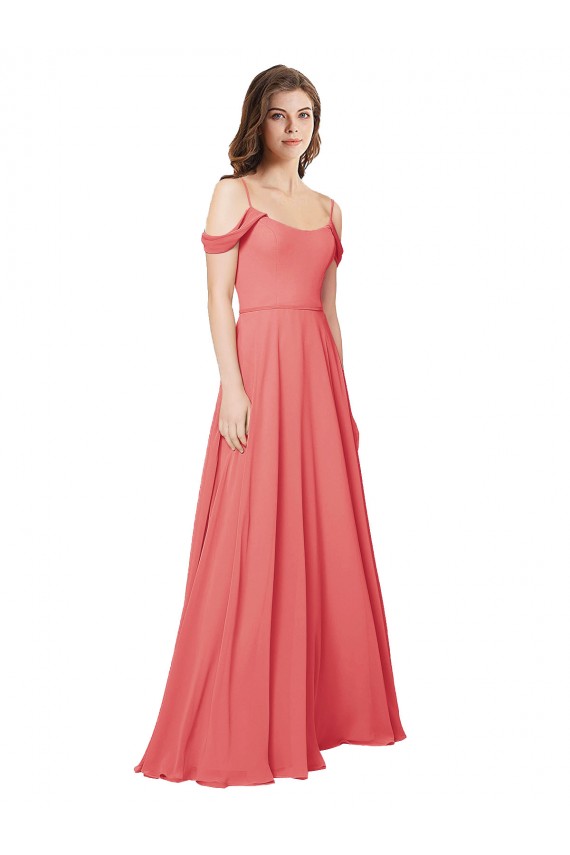 Off the Shoulder Long Soft Chiffon Desert Rose Sleeveless Bridesmaid Dress Victoria