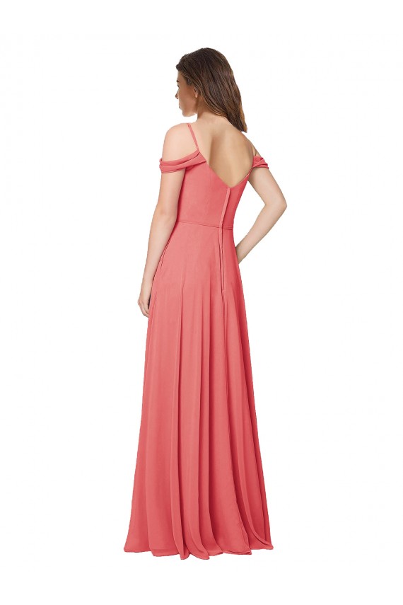 Off the Shoulder Long Soft Chiffon Desert Rose Sleeveless Bridesmaid Dress Victoria