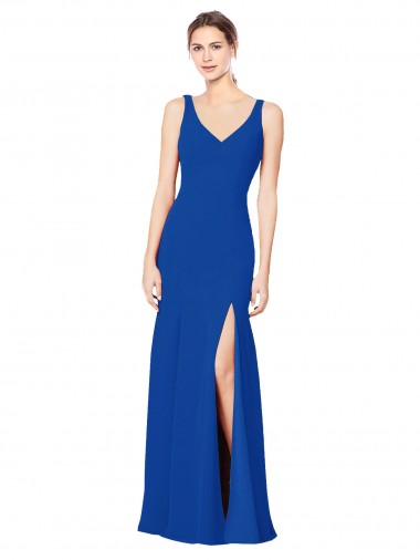 Sweetheart Long Chiffon Royal Blue Sleeveless Bridesmaid Dress / Evening Dress Victoria