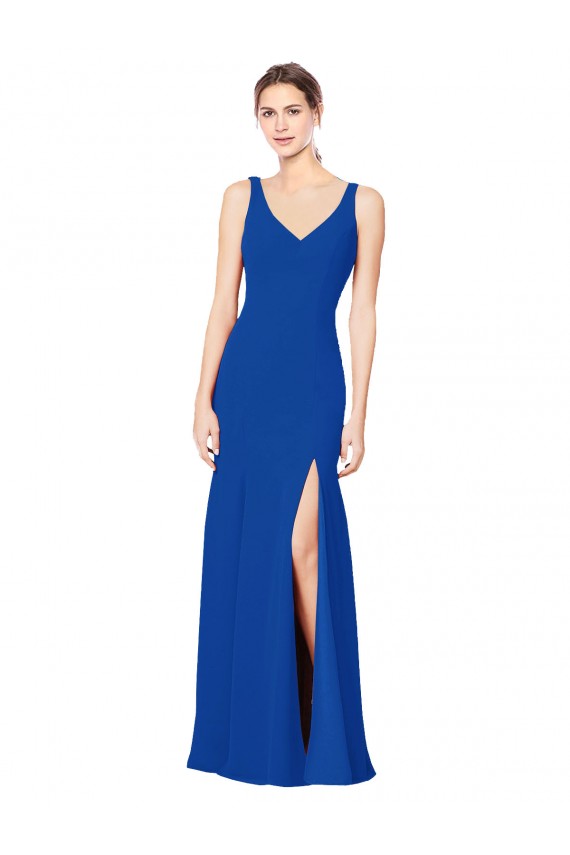 Sweetheart Long Chiffon Royal Blue Sleeveless Bridesmaid Dress / Evening Dress Victoria