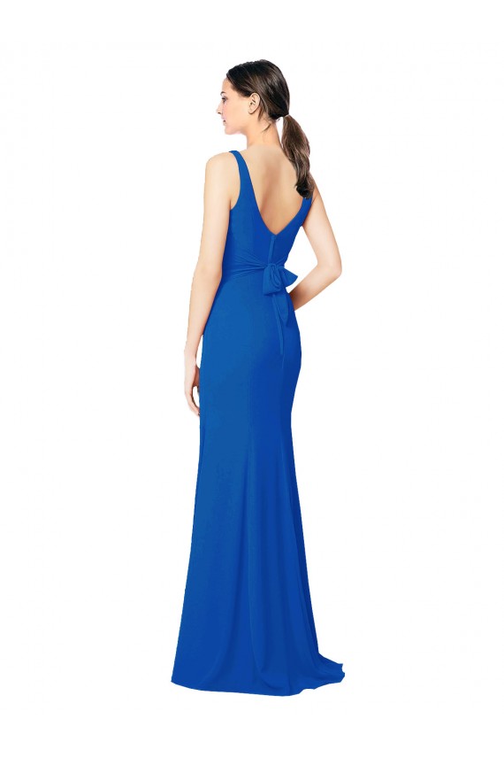 Sweetheart Long Chiffon Royal Blue Sleeveless Bridesmaid Dress / Evening Dress Victoria