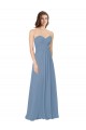 Sweetheart Long Chiffon Dusty Blue Sleeveless Bridesmaid Dress / Evening Gowns Victoria