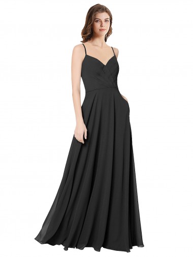 Sweetheart Long Chiffon Black A-Line Sleeveless Formal Dress / Bridesmaid Dress Victoria