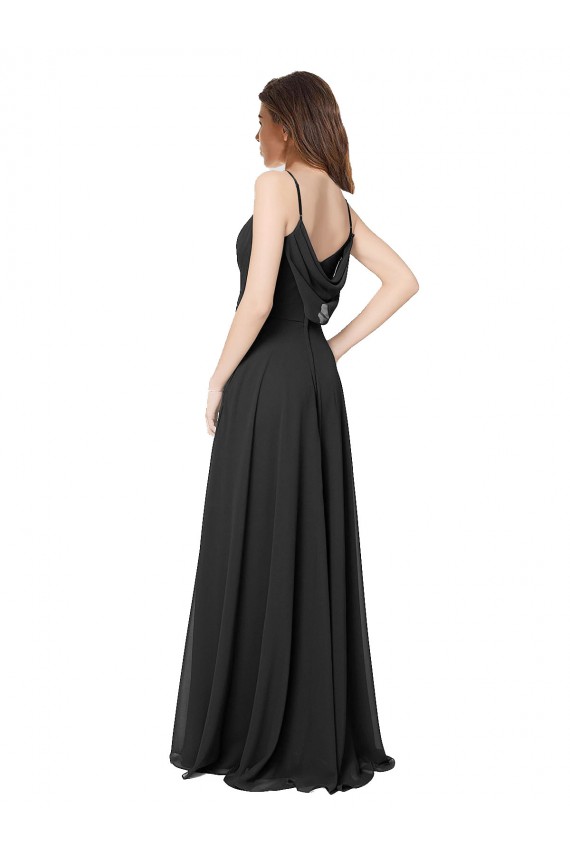 Sweetheart Long Chiffon Black A-Line Sleeveless Formal Dress / Bridesmaid Dress Victoria