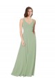 Sweetheart Long Soft Chiffon Smoke Green Sleeveless Formal Dress / Bridesmaid Dress Victoria