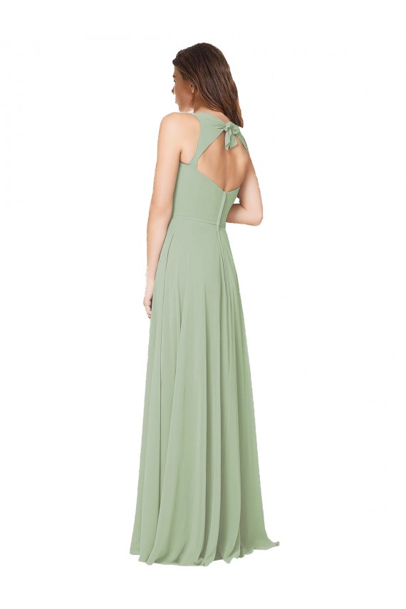 Sweetheart Long Soft Chiffon Smoke Green Sleeveless Formal Dress / Bridesmaid Dress Victoria