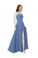 Strapless Long Soft Chiffon Windsor Blue Sleeveless Formal Dress / Bridesmaid Dress Victoria