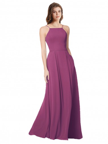 Strapless Long Soft Chiffon Wild Berry Sleeveless Bridesmaid Dress Victoria