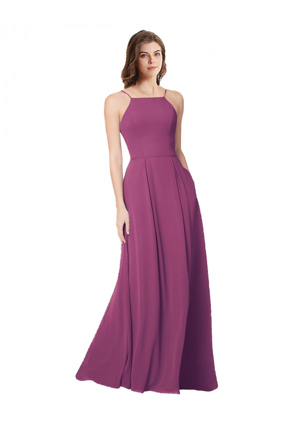 Strapless Long Soft Chiffon Wild Berry Sleeveless Bridesmaid Dress Victoria