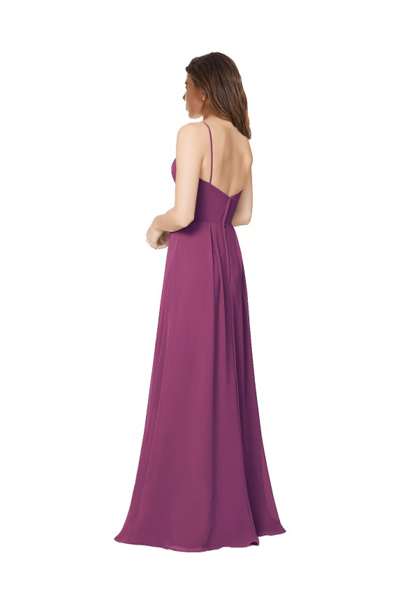Strapless Long Soft Chiffon Wild Berry Sleeveless Bridesmaid Dress Victoria