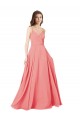 V-Neck Long Soft Chiffon Watermelon Sleeveless Bridesmaid Dress Victoria