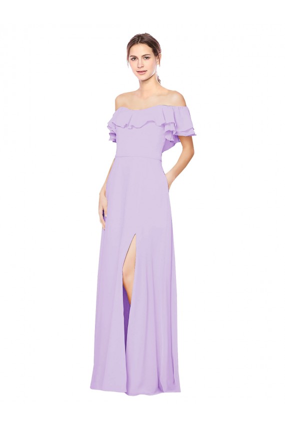 Strapless Long Soft Chiffon Lilac A-Line Sleeveless Bridesmaid Dress Victoria