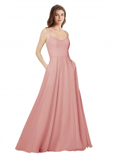 Strapless Long Soft Chiffon Bliss Pink Sleeveless Bridesmaid Dress Victoria