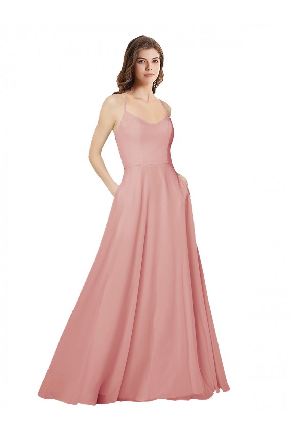 Strapless Long Soft Chiffon Bliss Pink Sleeveless Bridesmaid Dress Victoria