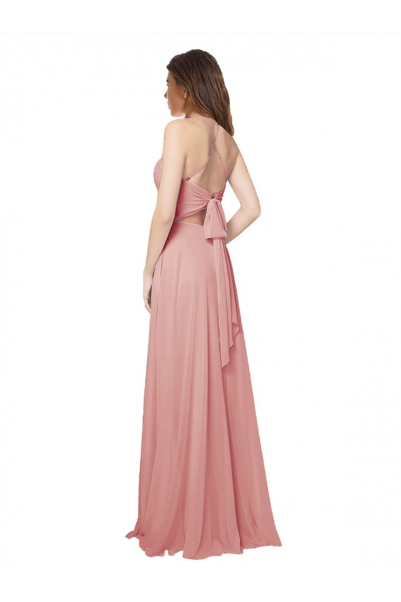 Strapless Long Soft Chiffon Bliss Pink Sleeveless Bridesmaid Dress Victoria