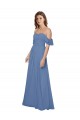 Strapless Long Soft Chiffon Windsor Blue Flutter Sleeves Bridesmaid Dress Victoria