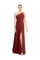 One Shoulder Long Soft Chiffon Burgundy Sleeveless Formal Dress / Bridesmaid Dress Victoria