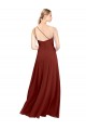 One Shoulder Long Soft Chiffon Burgundy Sleeveless Formal Dress / Bridesmaid Dress Victoria
