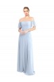 Square Neck Long Soft Chiffon Light Sky Blue Flutter Sleeves Formal Dress / Bridesmaid Dress Victoria