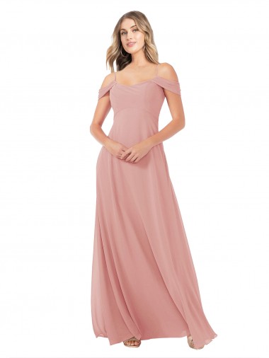 Scoop Neck Long Soft Chiffon Bliss Pink Sleeveless Bridal Party Dress Victoria