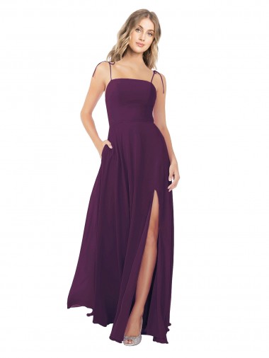 Strapless Long Soft Chiffon Grape Sleeveless Bridesmaid Dress Victoria