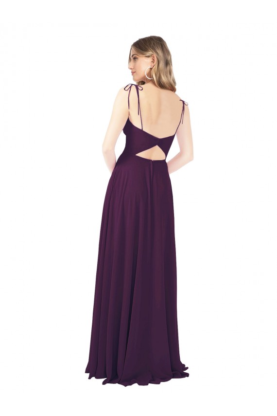 Strapless Long Soft Chiffon Grape Sleeveless Bridesmaid Dress Victoria