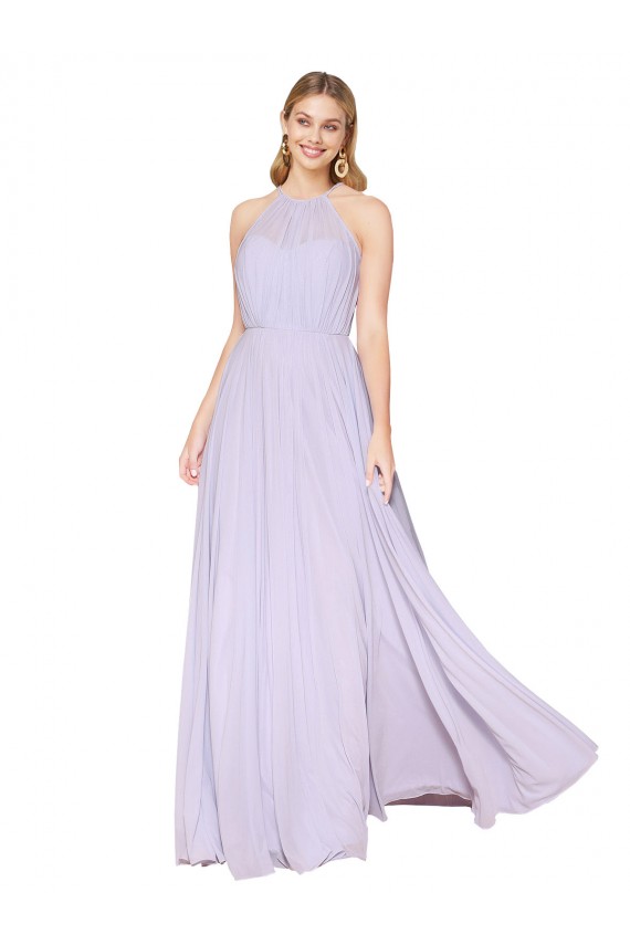 High Neck Long Soft Chiffon Lilac Sleeveless Formal Evening Gown / Prom Dress / Bridesmaid Dress Victoria