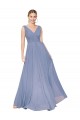 High Neck Long Soft Chiffon Dusty Blue Sleeveless Formal Evening Gown / Prom Dress / Bridesmaid Dress Victoria