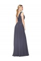 High Neck Long Soft Chiffon Dusty Blue Sleeveless Formal Evening Gown / Prom Dress / Bridesmaid Dress Victoria