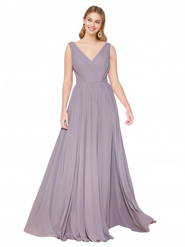 High Neck Long Soft Chiffon Dusty Rose Sleeveless Formal Evening Gown / Prom Dress / Bridesmaid Dress Victoria