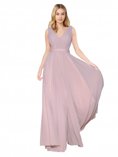 High Neck Long Soft Chiffon Primrose Sleeveless Formal Evening Gown / Prom Dress / Bridesmaid Dress Victoria