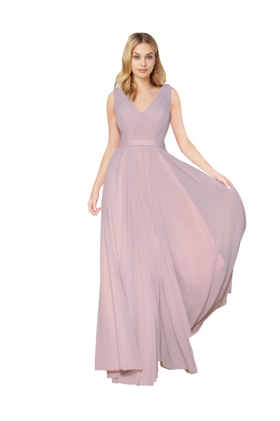 High Neck Long Soft Chiffon Primrose Sleeveless Formal Evening Gown / Prom Dress / Bridesmaid Dress Victoria