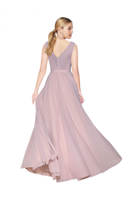 High Neck Long Soft Chiffon Primrose Sleeveless Formal Evening Gown / Prom Dress / Bridesmaid Dress Victoria