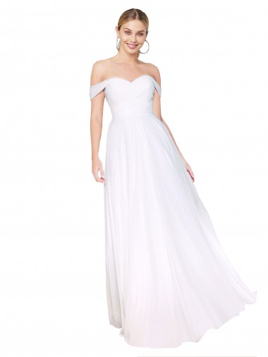 High Neck Long Soft Chiffon White Sleeveless Formal Evening Gown / Prom Dress / Bridesmaid Dress Victoria