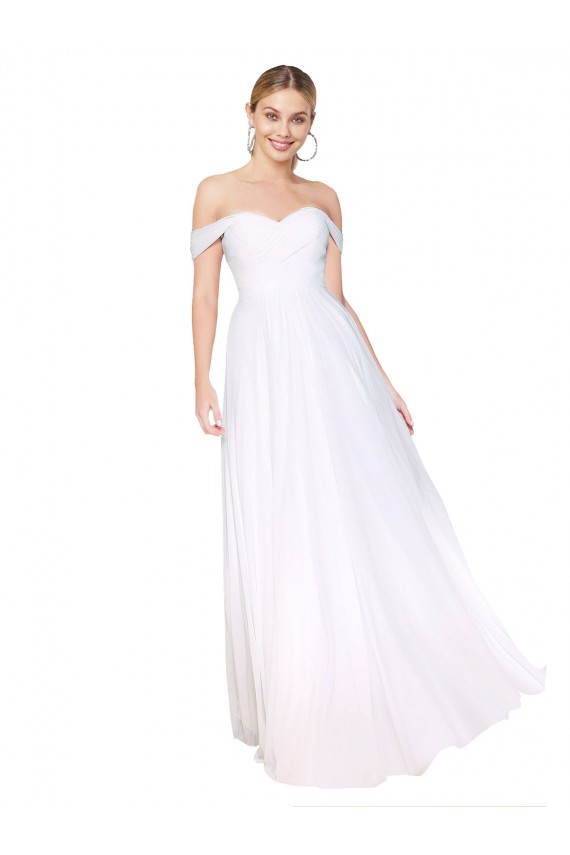 High Neck Long Soft Chiffon White Sleeveless Formal Evening Gown / Prom Dress / Bridesmaid Dress Victoria